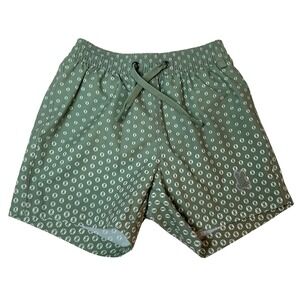 Psycho Bunny Boys Swim Trunks Green Bunny Print Elastic Waist Size 4 XXS